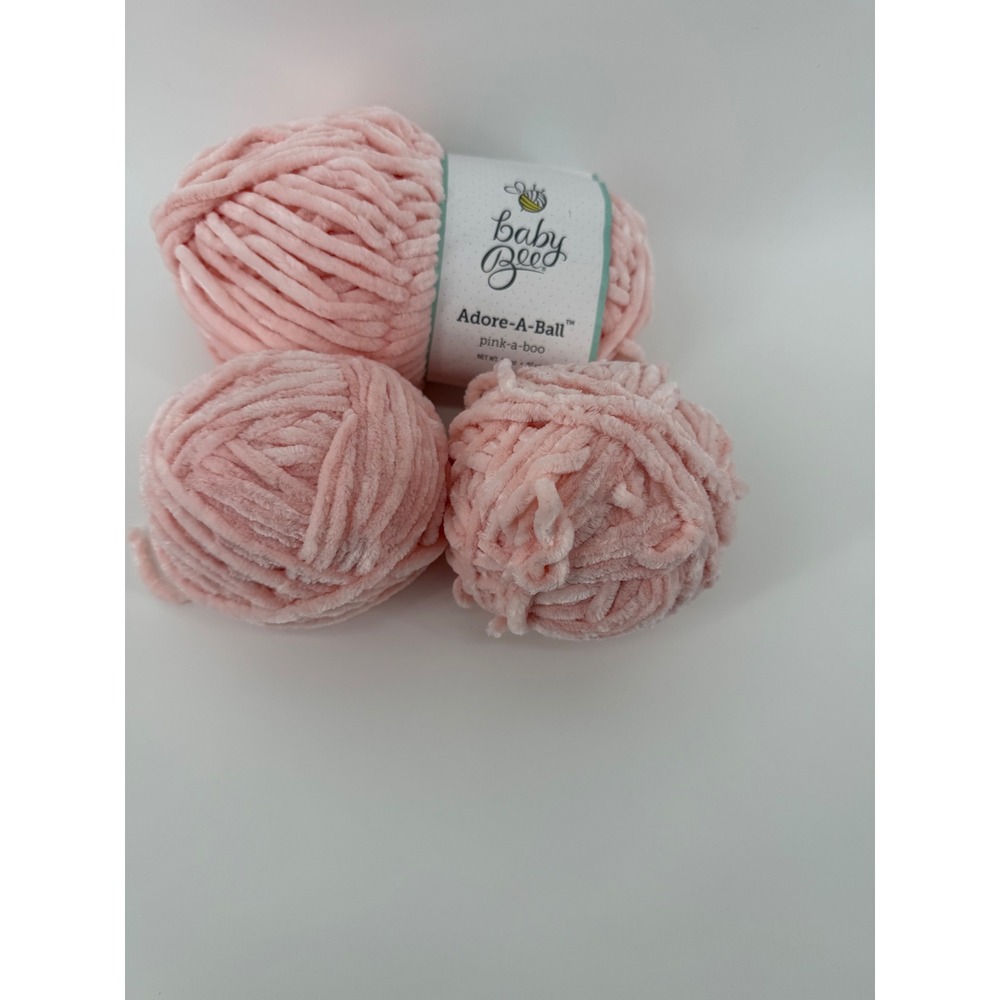 3 Skeins Baby Bee Adore A Ball Yarn‎ Pink A Boo Plush Velvet Chenille Craft